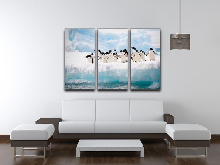 Adelie penguins colony on the iceberg 3 Split Panel Canvas Print - Canvas Art Rocks - 3