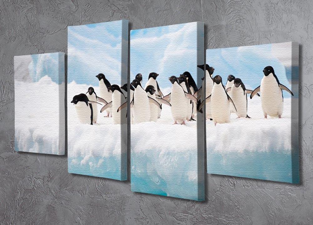 Adelie penguins colony on the iceberg 4 Split Panel Canvas - Canvas Art Rocks - 2