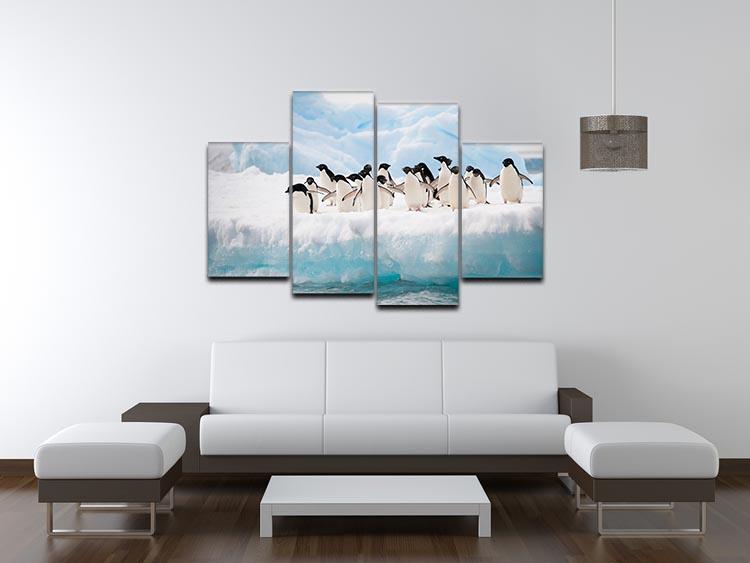 Adelie penguins colony on the iceberg 4 Split Panel Canvas - Canvas Art Rocks - 3