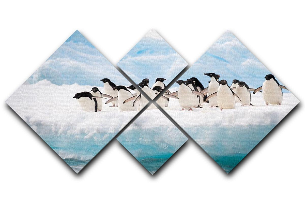 Adelie penguins colony on the iceberg 4 Square Multi Panel Canvas - Canvas Art Rocks - 1