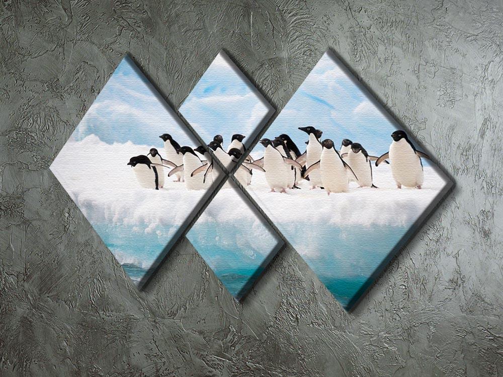 Adelie penguins colony on the iceberg 4 Square Multi Panel Canvas - Canvas Art Rocks - 2
