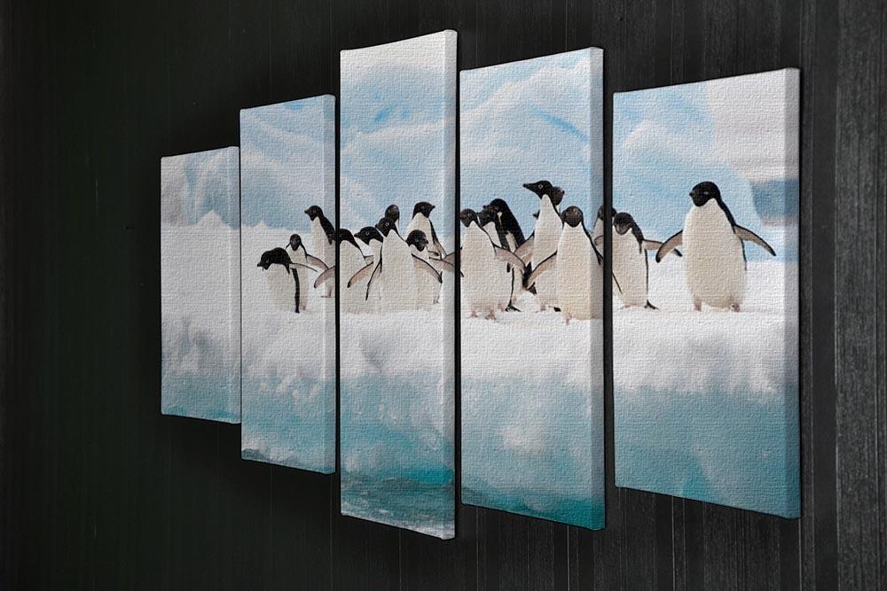 Adelie penguins colony on the iceberg 5 Split Panel Canvas - Canvas Art Rocks - 2