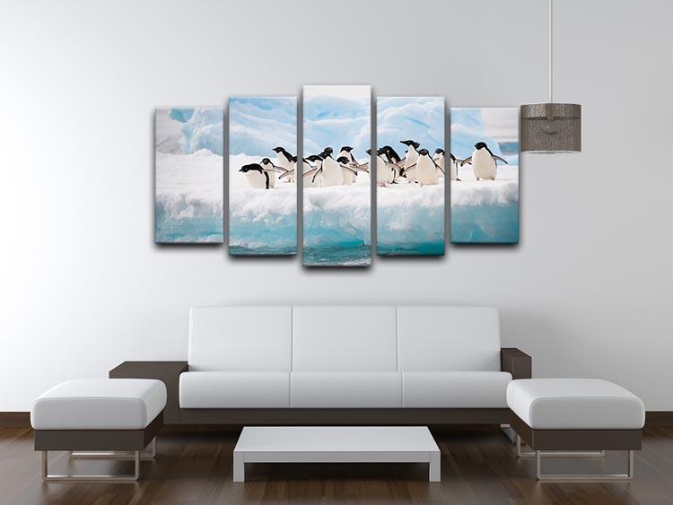 Adelie penguins colony on the iceberg 5 Split Panel Canvas - Canvas Art Rocks - 3