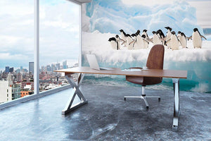 Adelie penguins colony on the iceberg Wall Mural Wallpaper - Canvas Art Rocks - 3