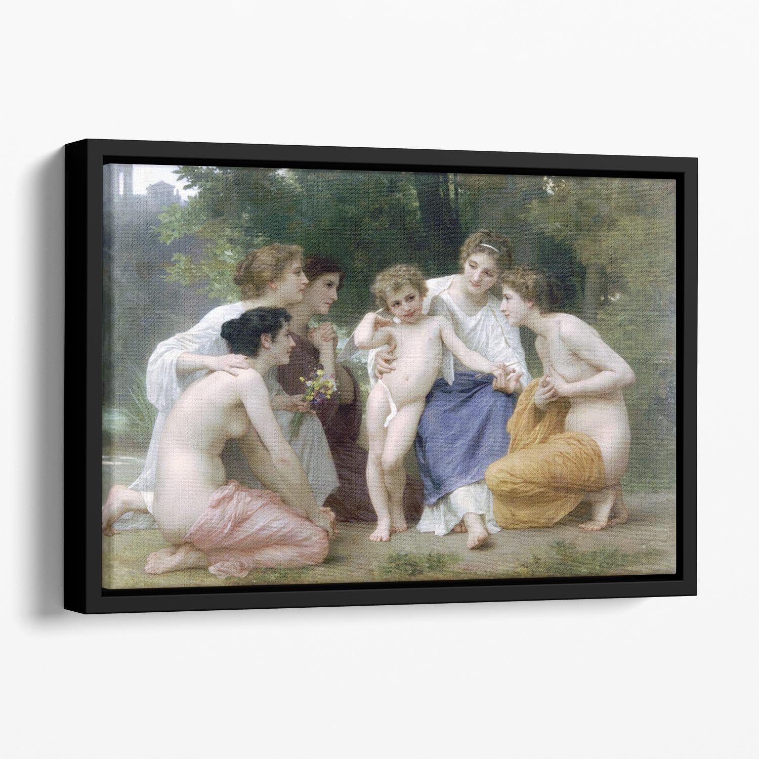 Admiration By Bouguereau Floating Framed Canvas