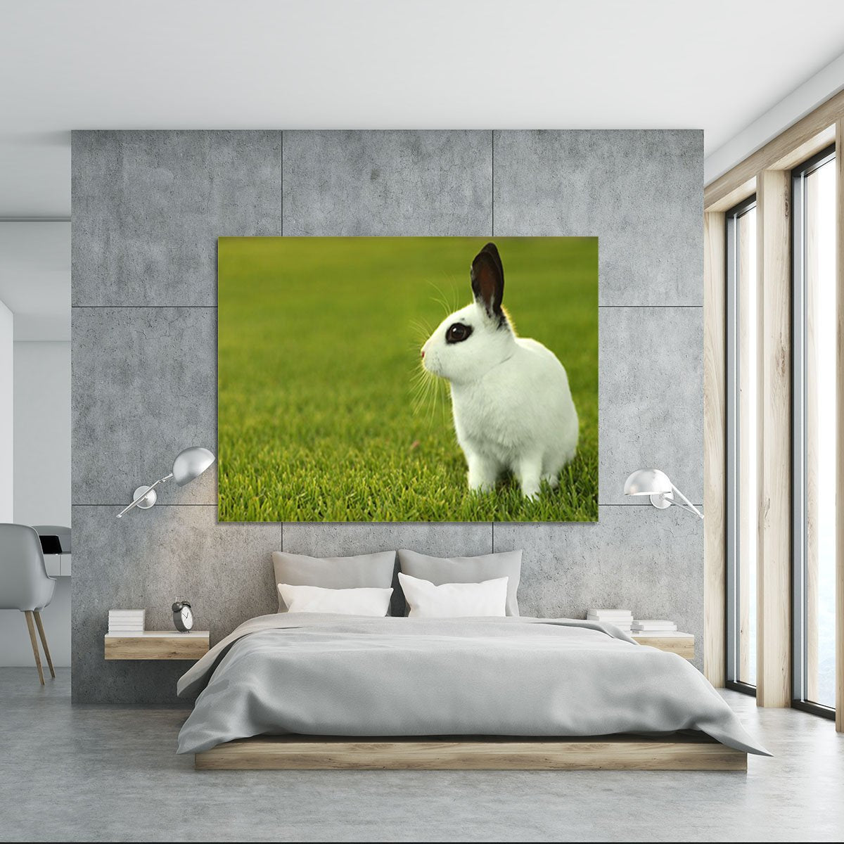 Adorable White Bunny Rabbit Canvas Print or Poster