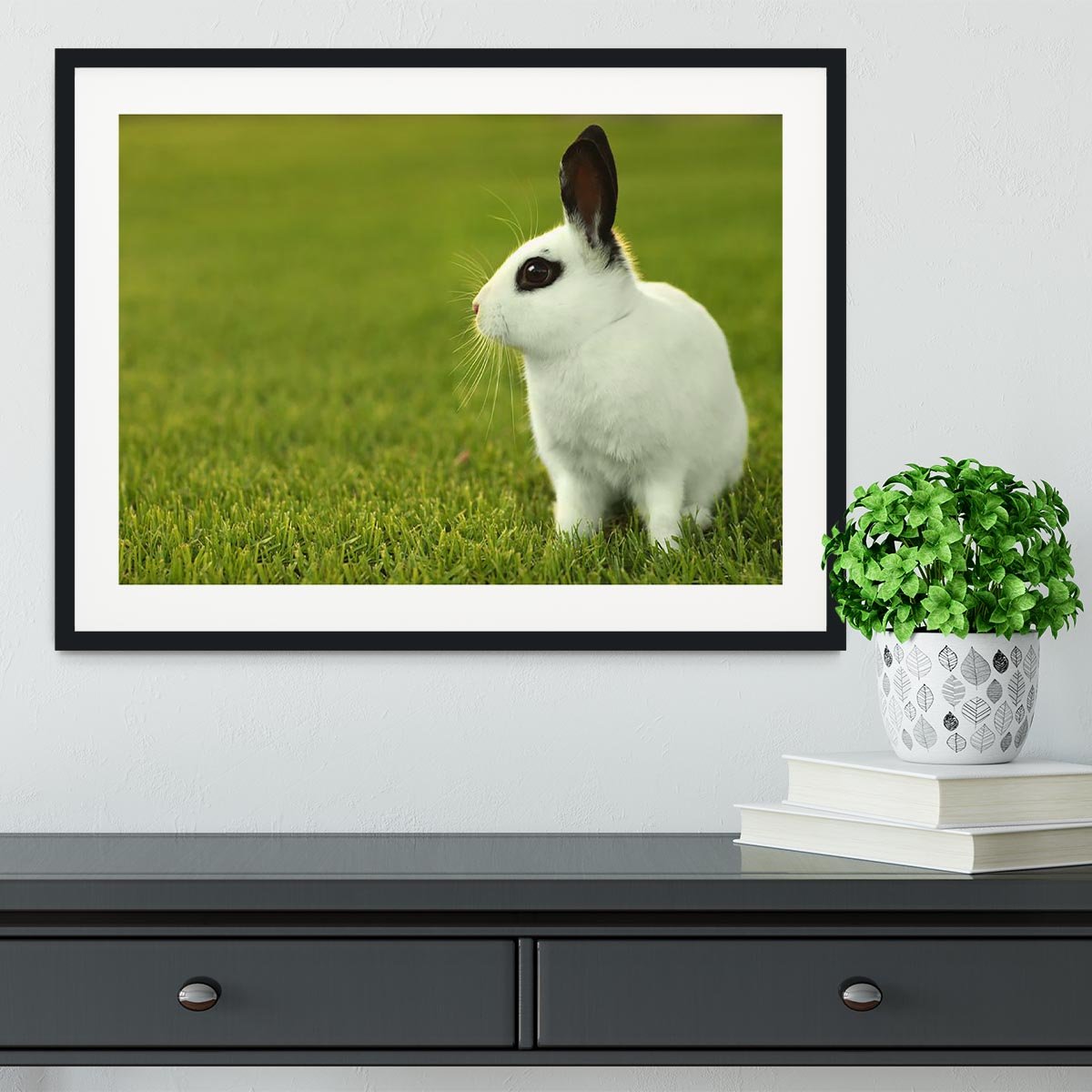 Adorable White Bunny Rabbit Framed Print - Canvas Art Rocks - 1