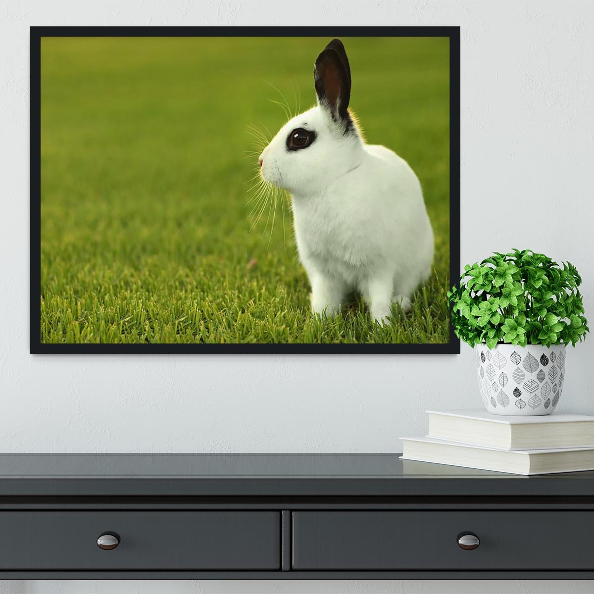 Adorable White Bunny Rabbit Framed Print - Canvas Art Rocks - 2