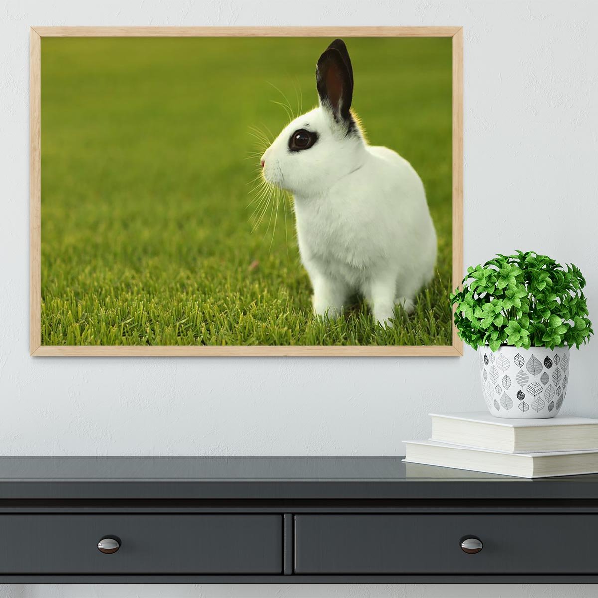 Adorable White Bunny Rabbit Framed Print - Canvas Art Rocks - 4