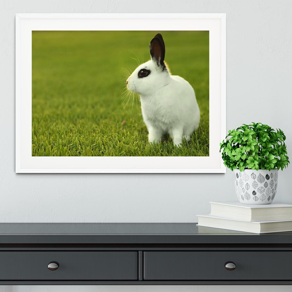 Adorable White Bunny Rabbit Framed Print - Canvas Art Rocks - 5