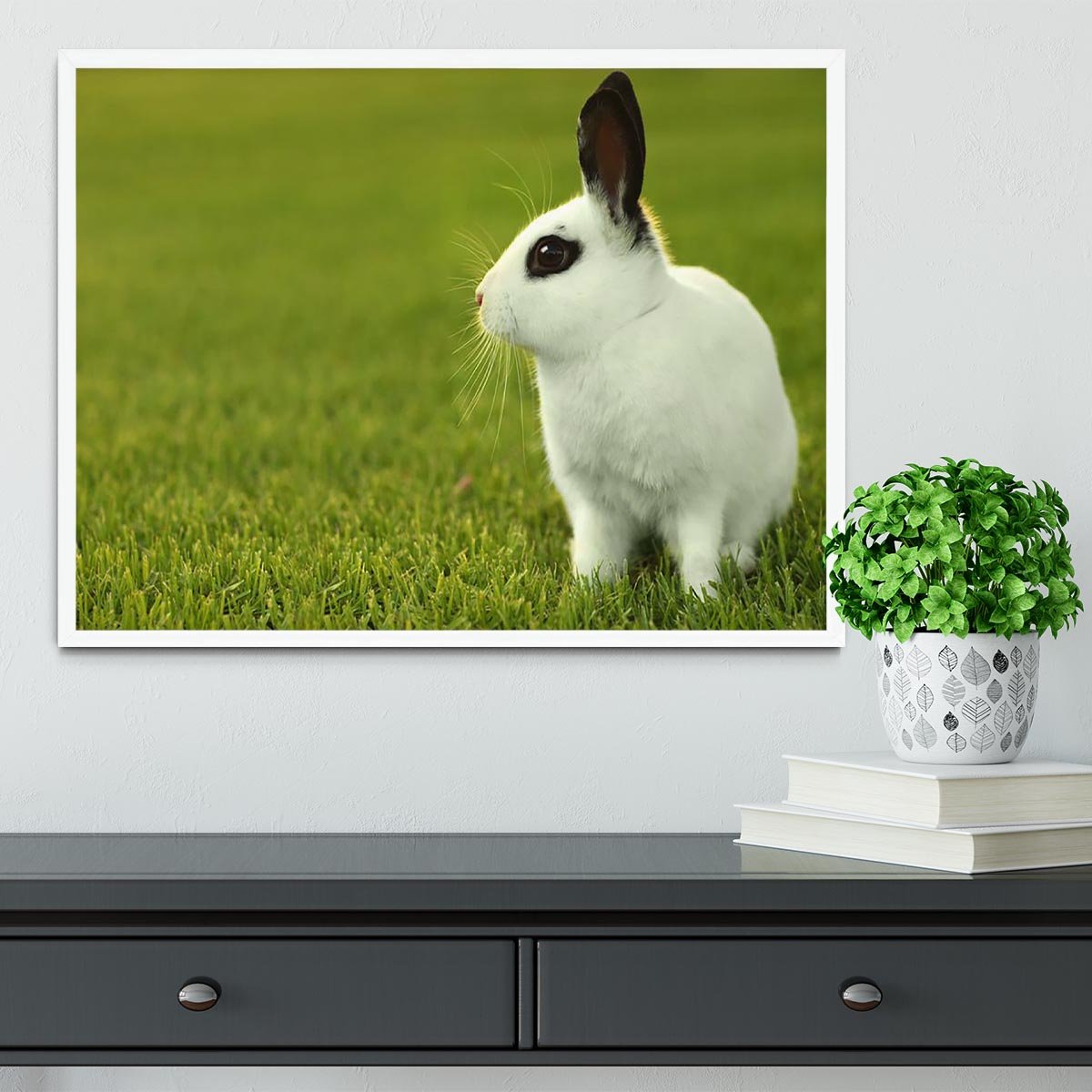Adorable White Bunny Rabbit Framed Print - Canvas Art Rocks -6