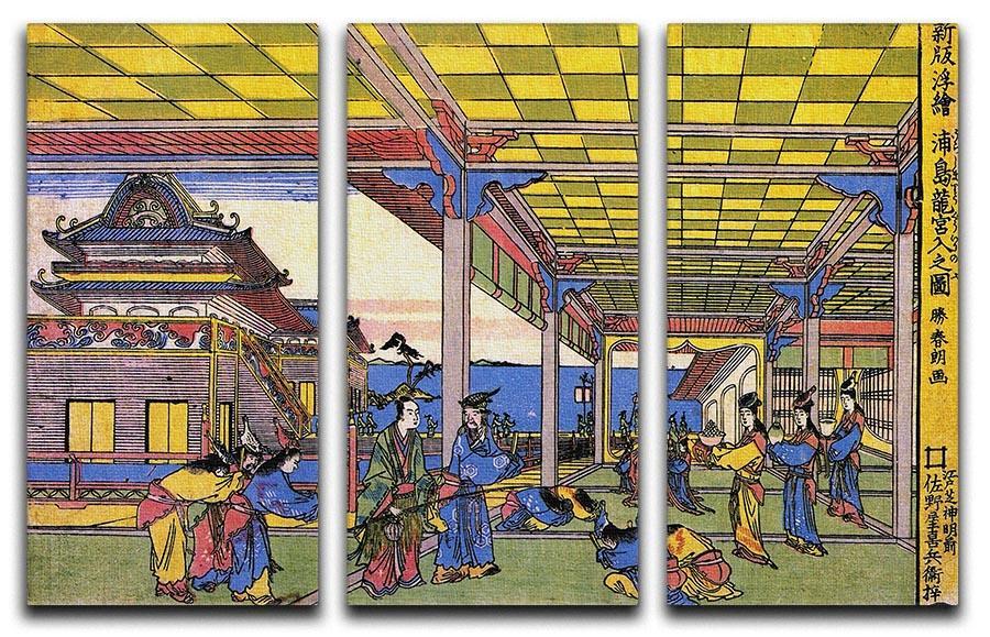 Advent of Urashima at the Dragon palace by Hokusai 3 Split Panel Canvas Print - Canvas Art Rocks - 1