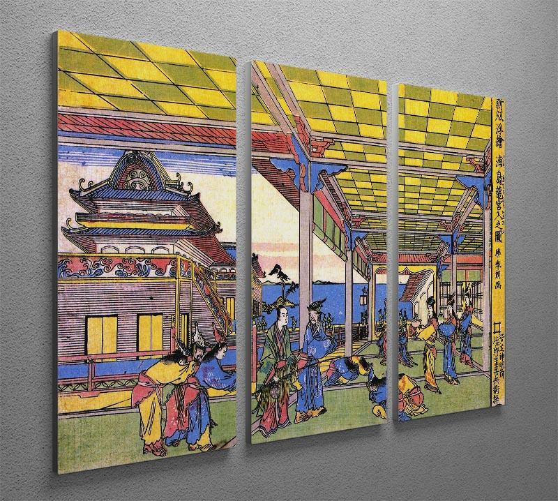 Advent of Urashima at the Dragon palace by Hokusai 3 Split Panel Canvas Print - Canvas Art Rocks - 2