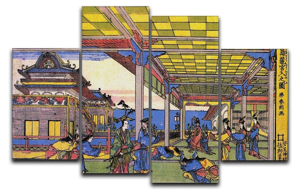 Advent of Urashima at the Dragon palace by Hokusai 4 Split Panel Canvas  - Canvas Art Rocks - 1