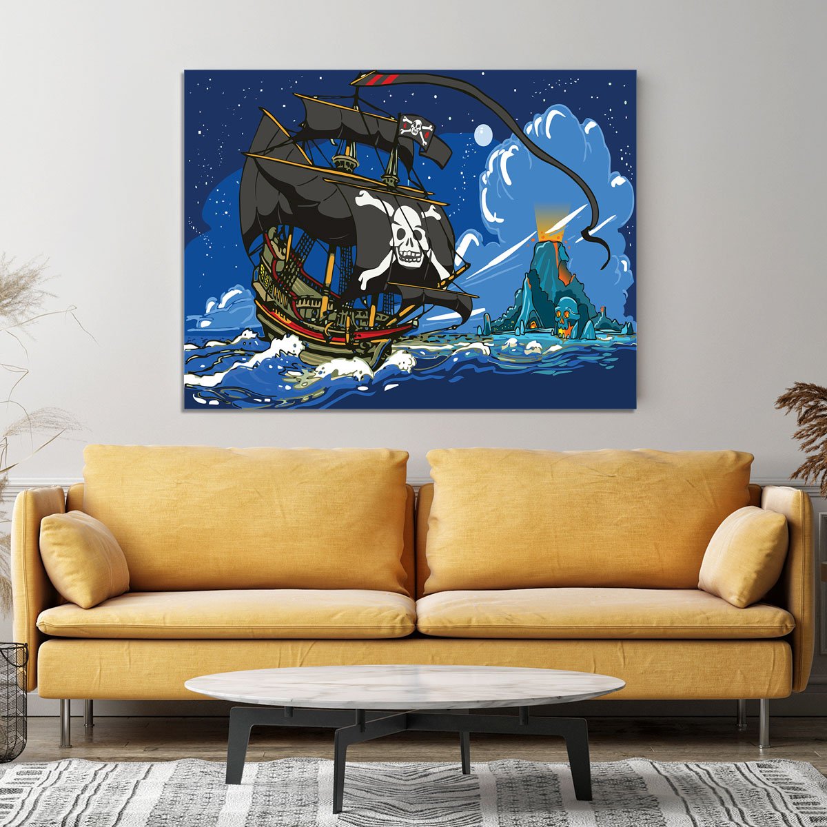 Adventure Time Pirate Ship Sailing Canvas Print or Poster