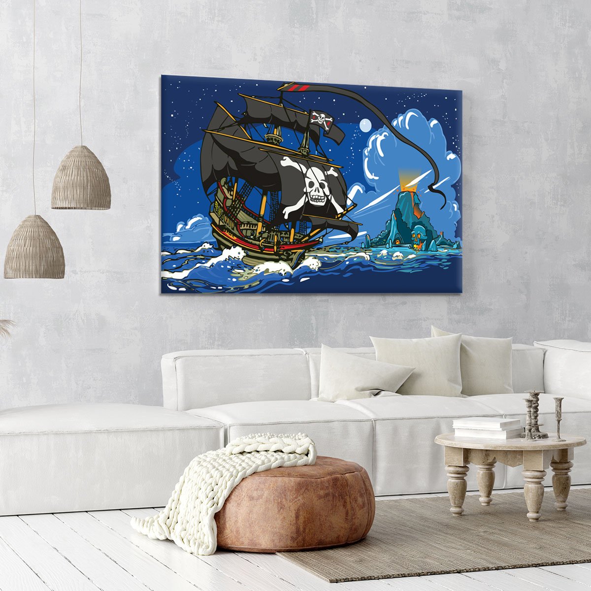Adventure Time Pirate Ship Sailing Canvas Print or Poster