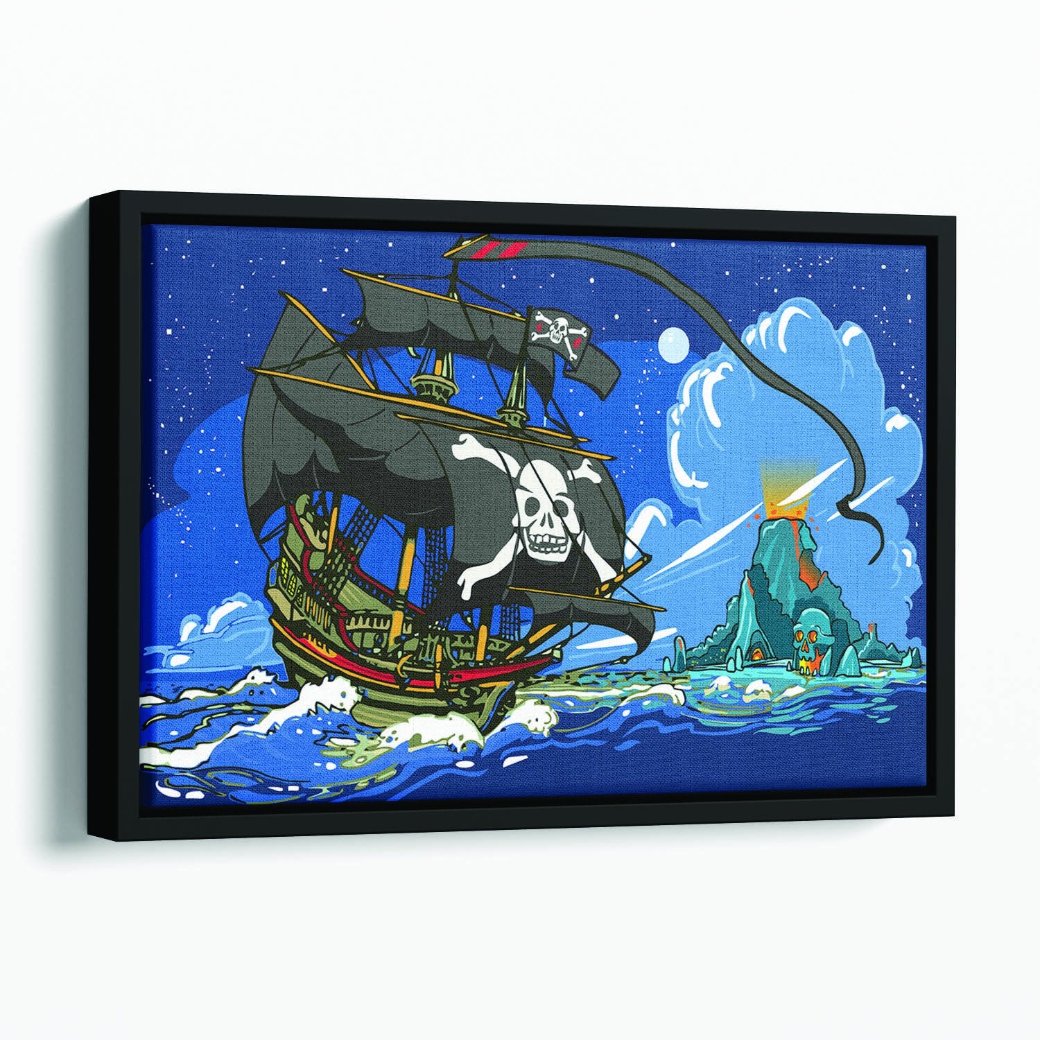 Adventure Time Pirate Ship Sailing Floating Framed Canvas