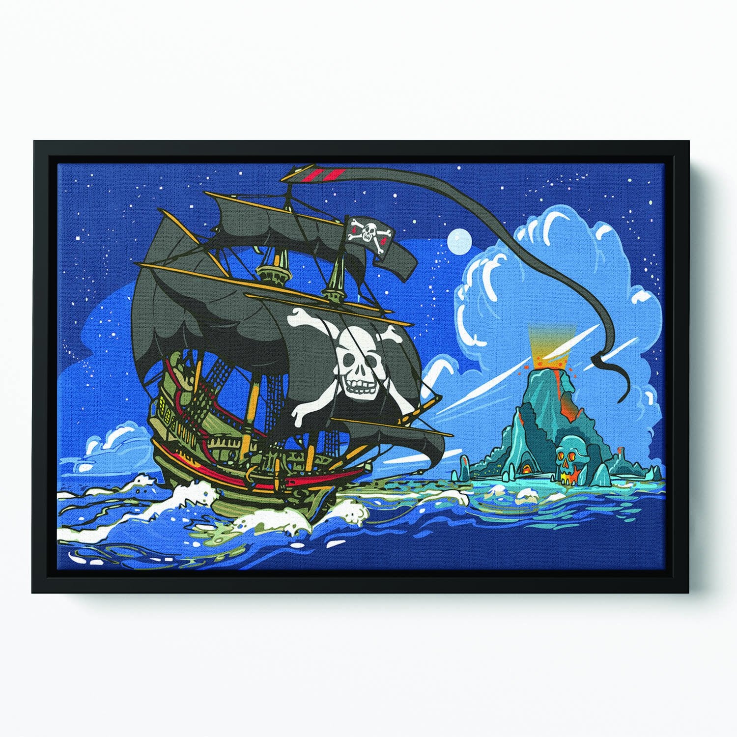 Adventure Time Pirate Ship Sailing Floating Framed Canvas
