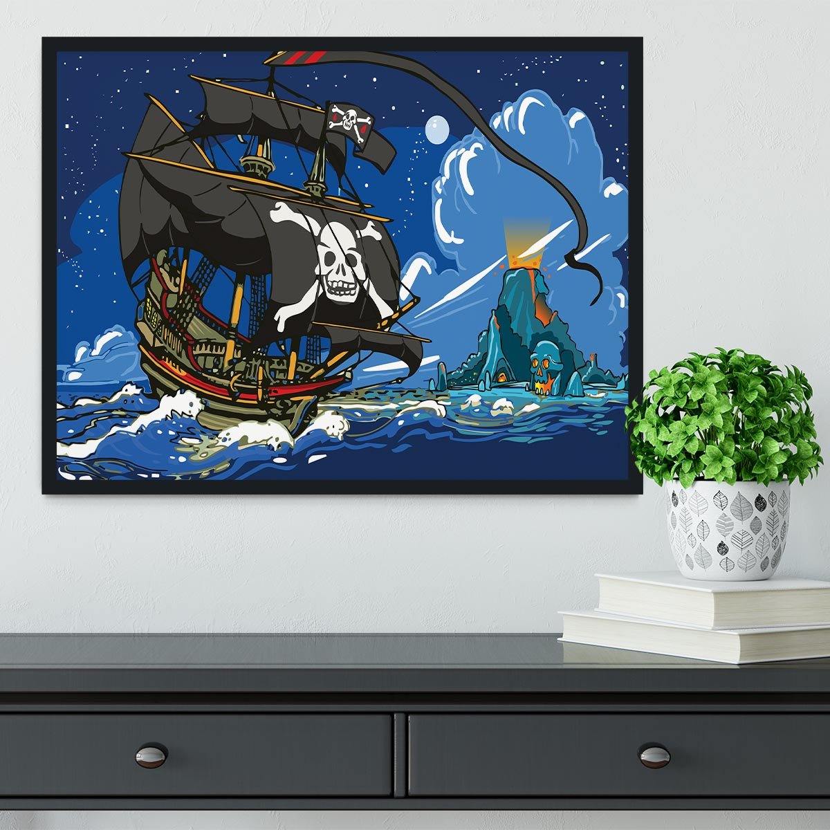 Adventure Time Pirate Ship Sailing Framed Print - Canvas Art Rocks - 2