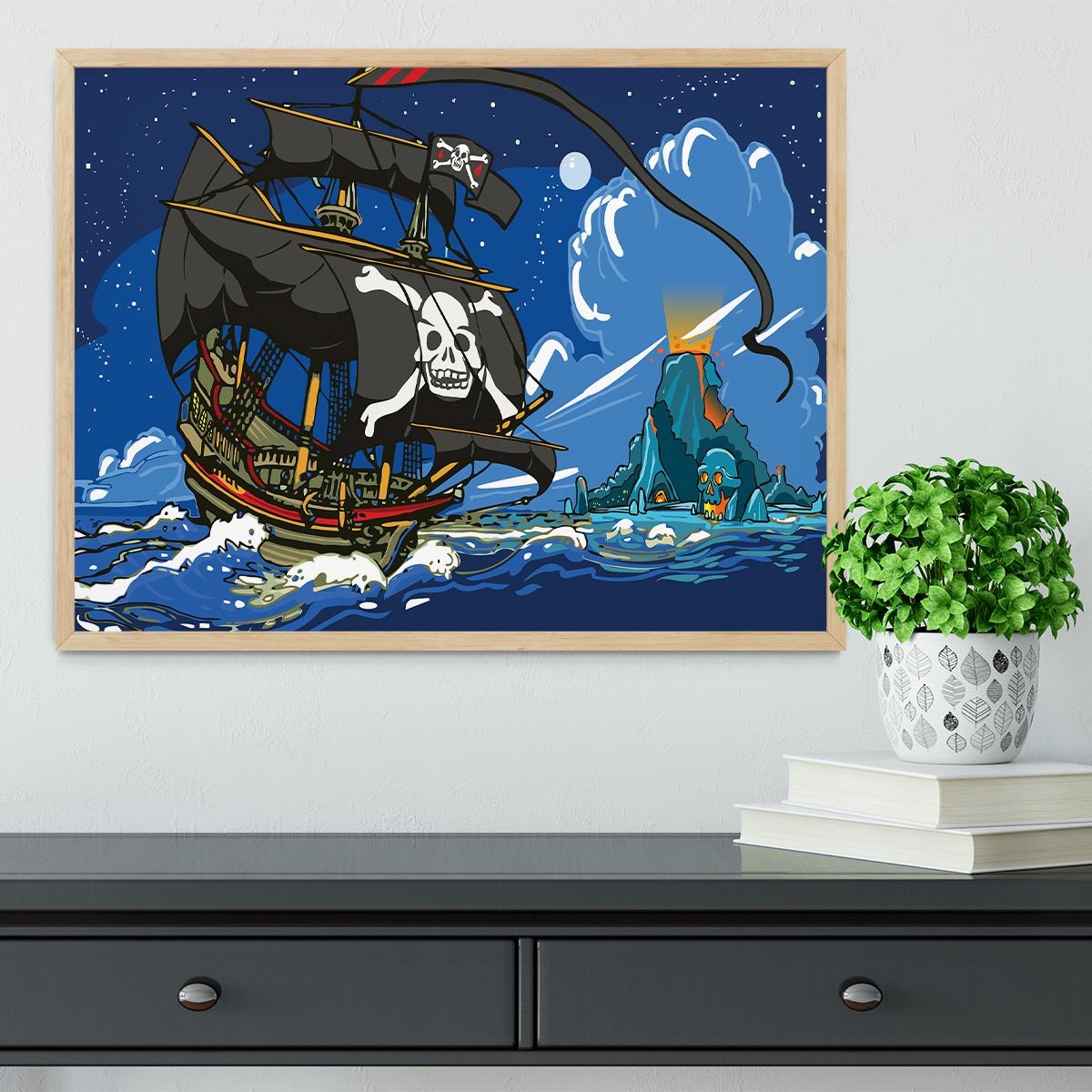 Adventure Time Pirate Ship Sailing Framed Print - Canvas Art Rocks - 4
