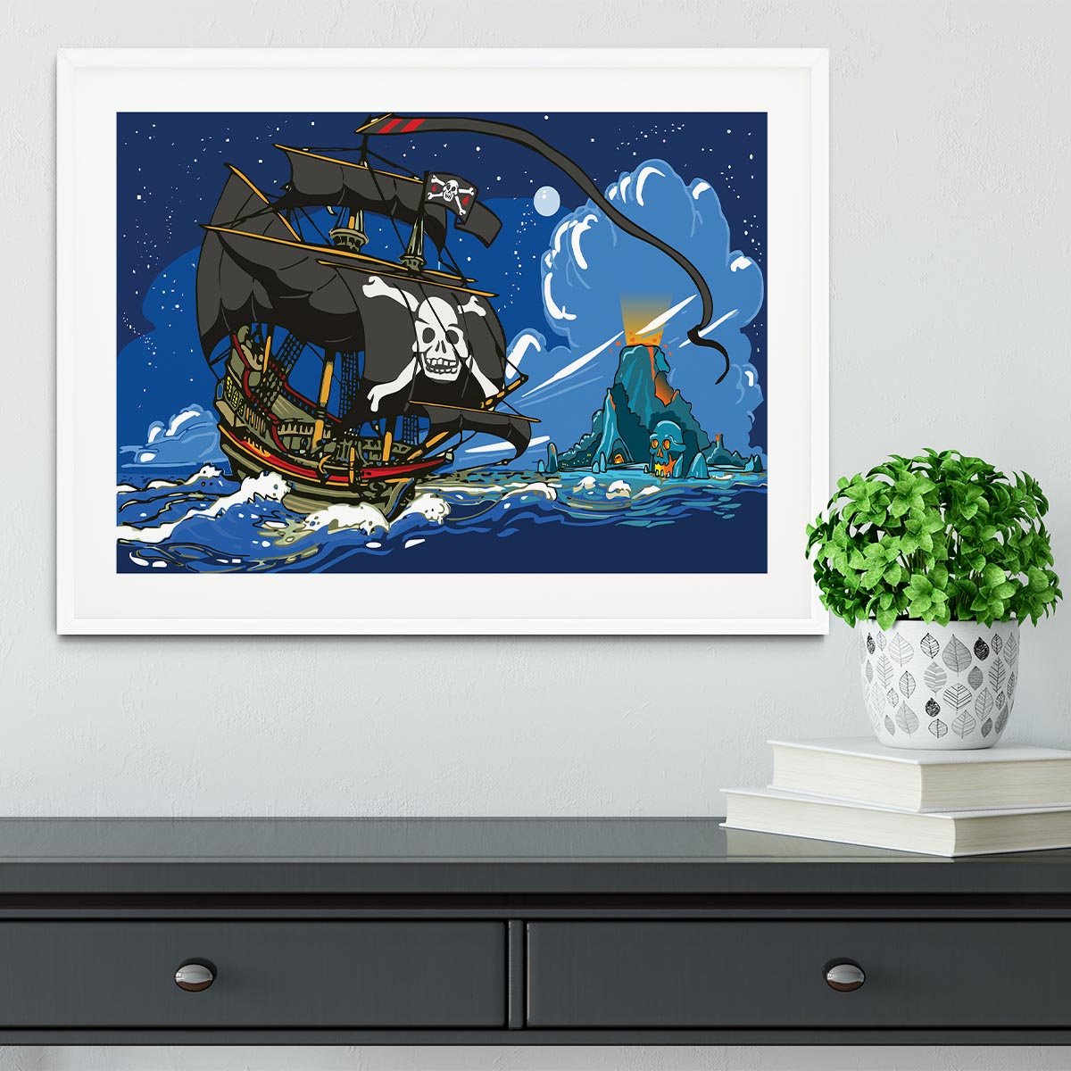 Adventure Time Pirate Ship Sailing Framed Print - Canvas Art Rocks - 5