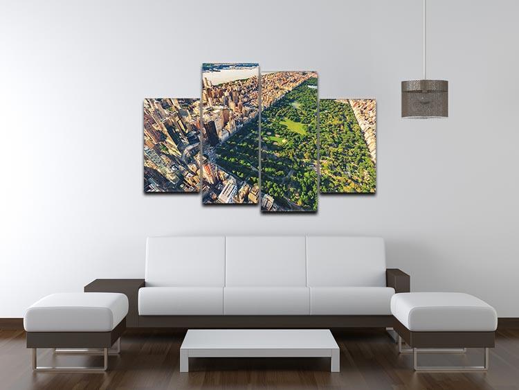 Aerial view looking north up Central Park 4 Split Panel Canvas  - Canvas Art Rocks - 3