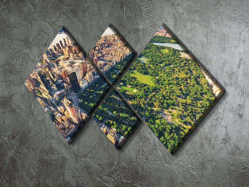 Aerial view looking north up Central Park 4 Square Multi Panel Canvas  - Canvas Art Rocks - 2