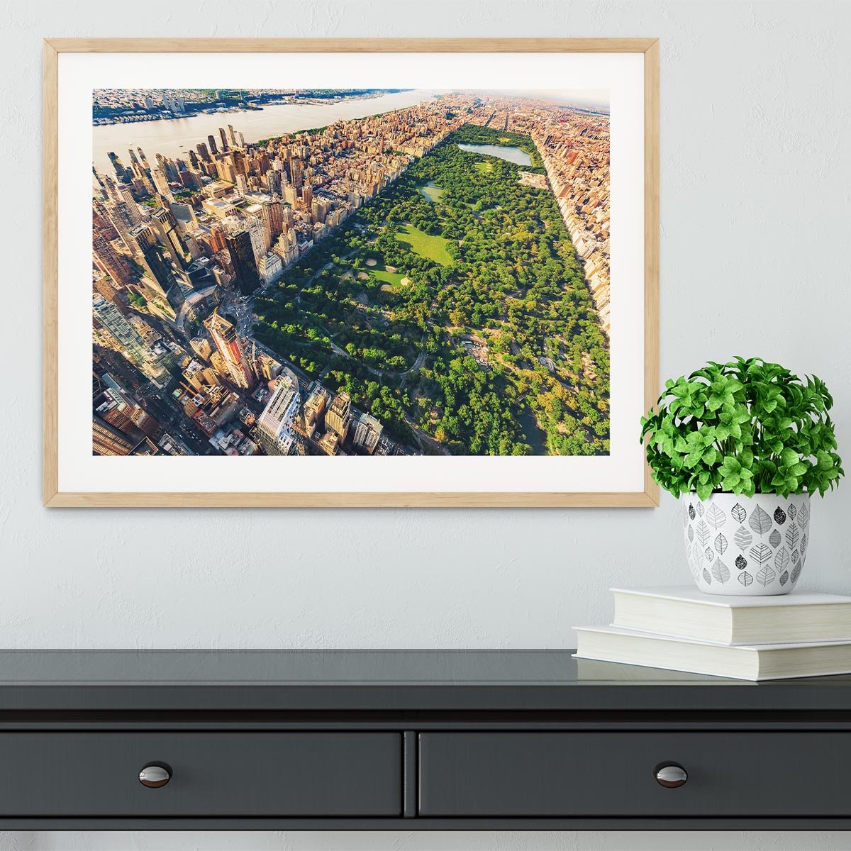 Aerial view looking north up Central Park Framed Print - Canvas Art Rocks - 3