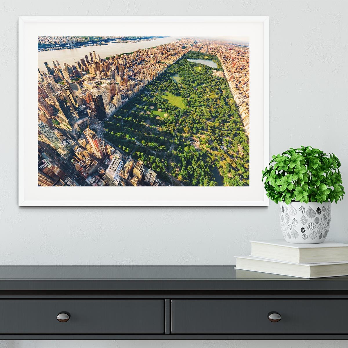 Aerial view looking north up Central Park Framed Print - Canvas Art Rocks - 5