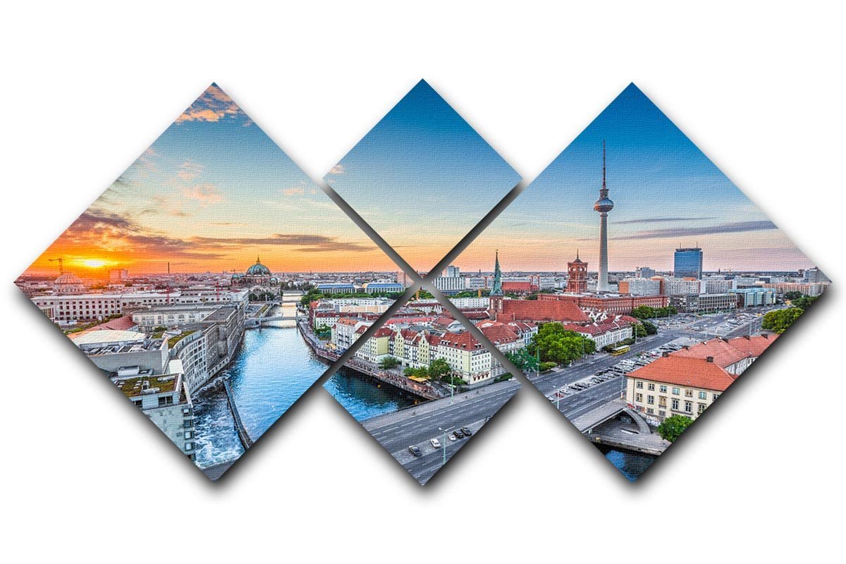 Aerial view of Berlin skyline 4 Square Multi Panel Canvas  - Canvas Art Rocks - 1