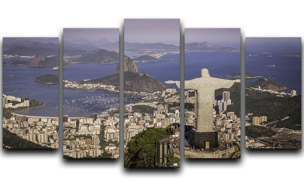 Aerial view of Christ and Botafogo Bay 5 Split Panel Canvas  - Canvas Art Rocks - 1