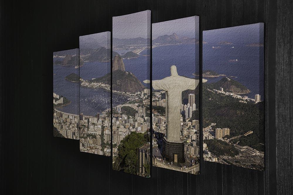 Aerial view of Christ and Botafogo Bay 5 Split Panel Canvas  - Canvas Art Rocks - 2