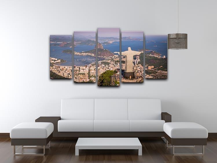Aerial view of Christ and Botafogo Bay 5 Split Panel Canvas  - Canvas Art Rocks - 3