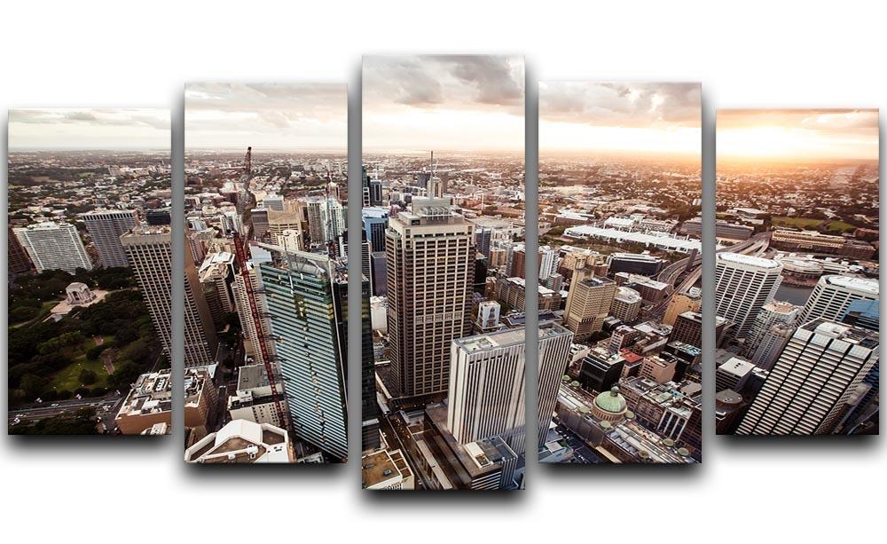 Aerial view of downtown Sydney at sunset 5 Split Panel Canvas  - Canvas Art Rocks - 1