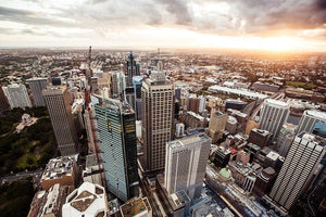 Aerial view of downtown Sydney at sunset Wall Mural Wallpaper - Canvas Art Rocks - 1