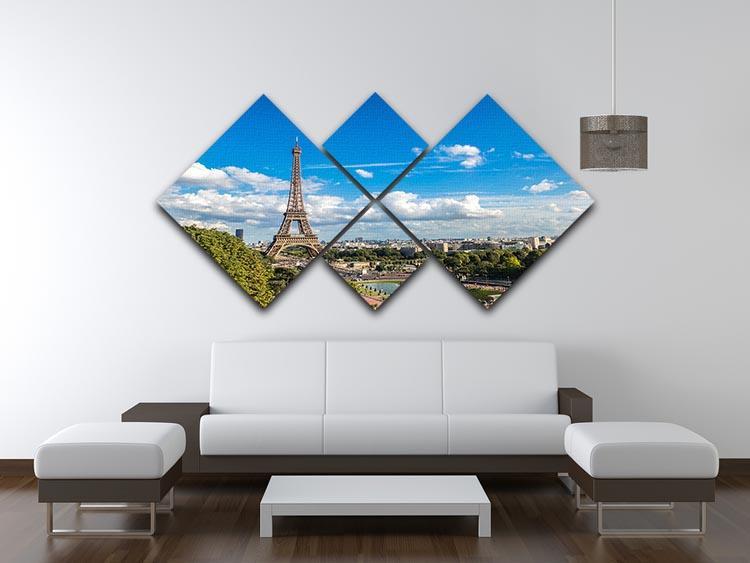 Aerial view of the Eiffel Tower 4 Square Multi Panel Canvas  - Canvas Art Rocks - 3