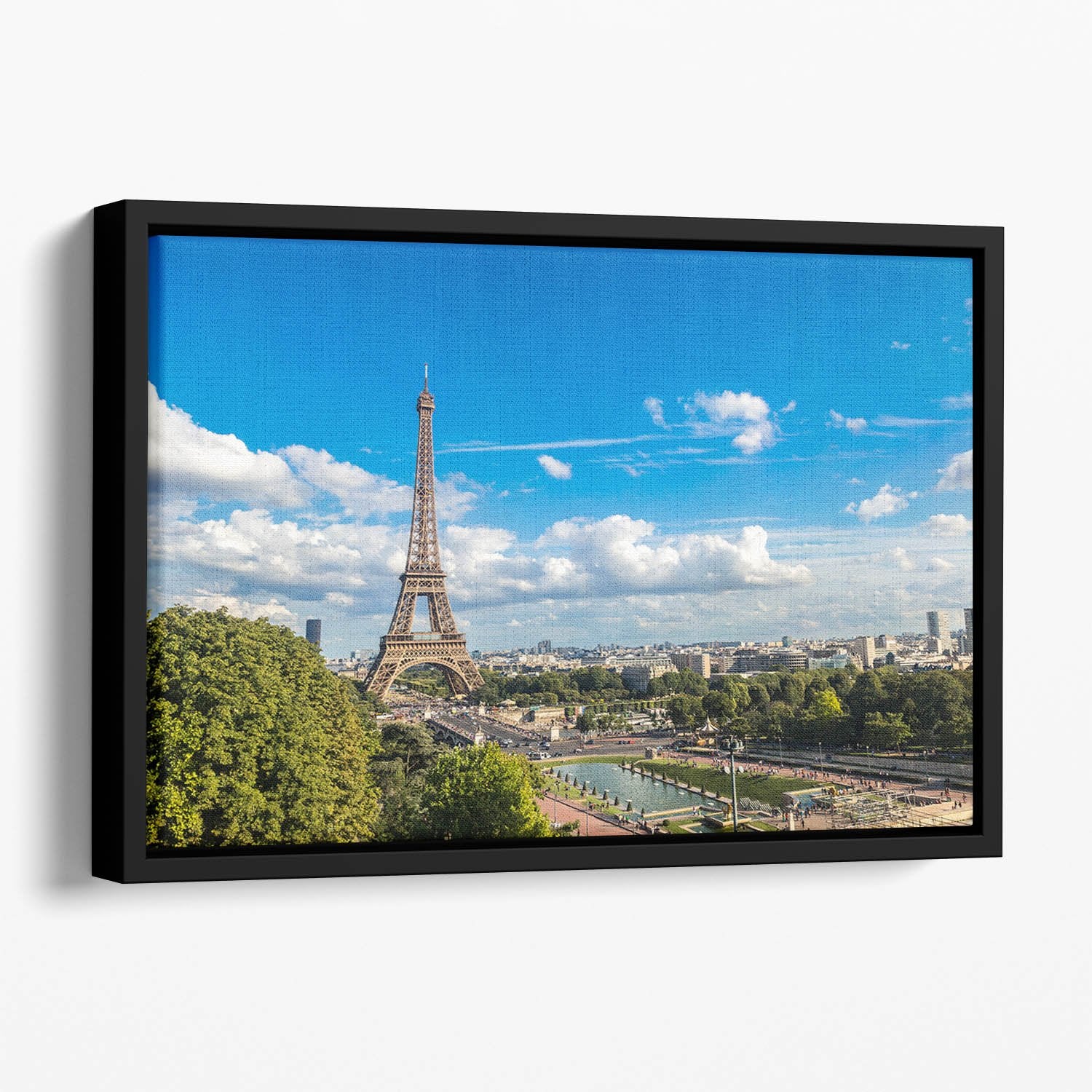 Aerial view of the Eiffel Tower Floating Framed Canvas