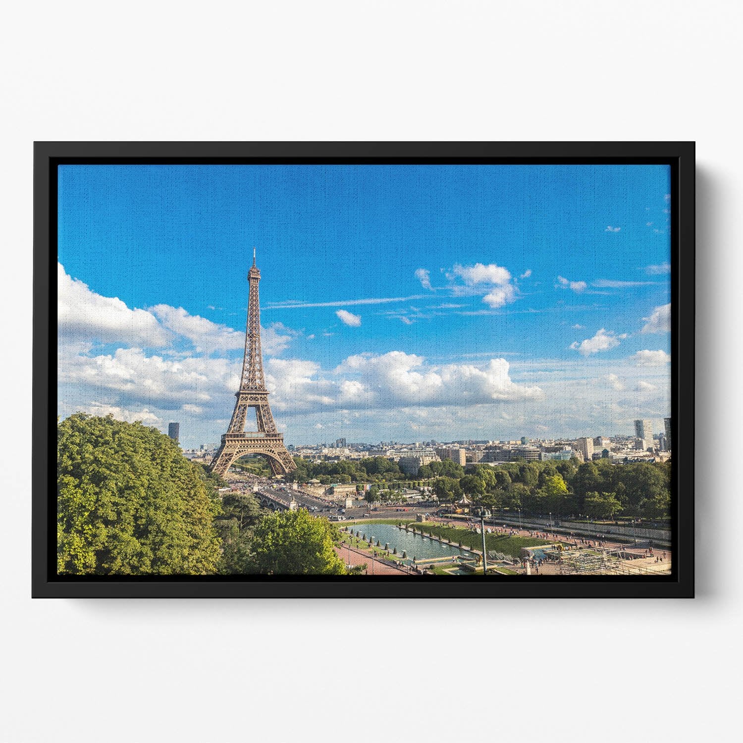 Aerial view of the Eiffel Tower Floating Framed Canvas