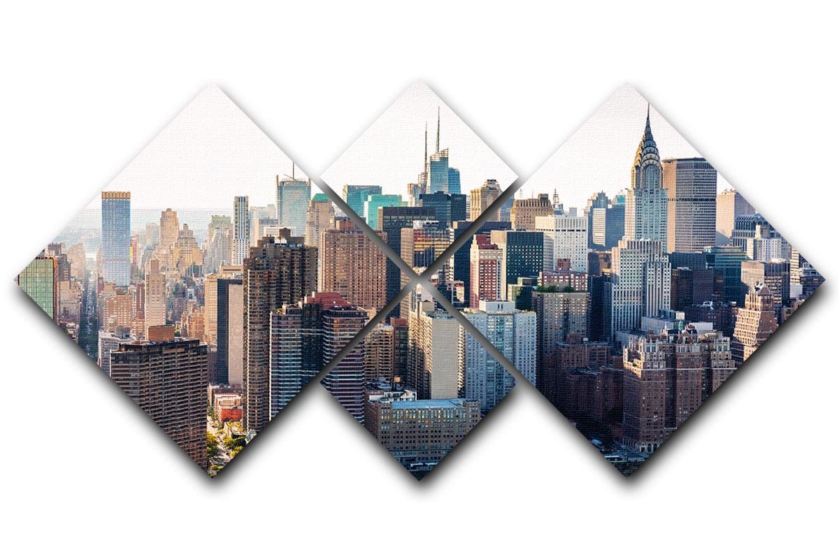 Aerial view of the New York City 4 Square Multi Panel Canvas  - Canvas Art Rocks - 1