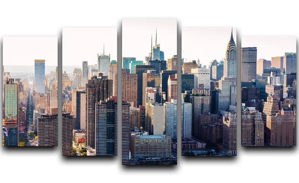 Aerial view of the New York City 5 Split Panel Canvas  - Canvas Art Rocks - 1