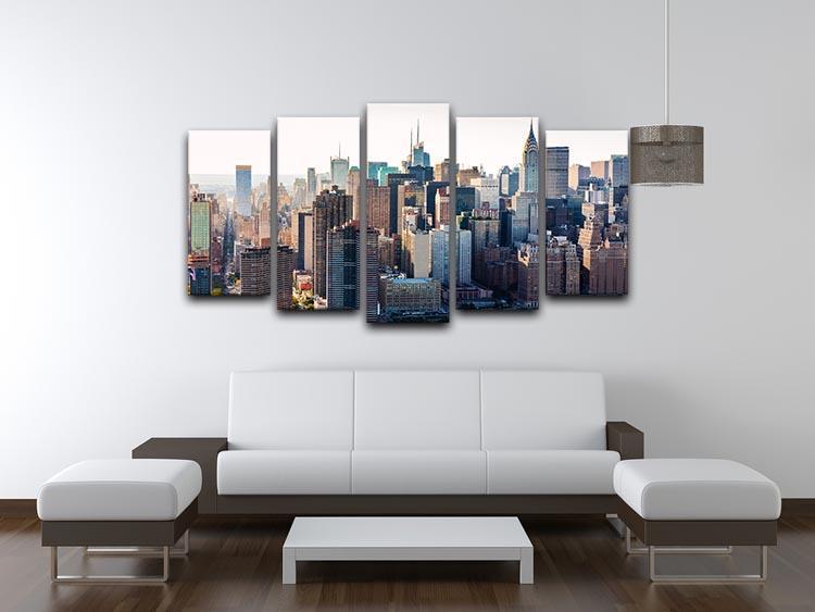 Aerial view of the New York City 5 Split Panel Canvas  - Canvas Art Rocks - 3