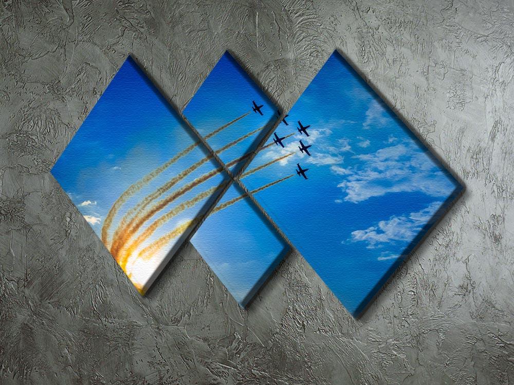 Aerobatic team performs flight 4 Square Multi Panel Canvas  - Canvas Art Rocks - 2
