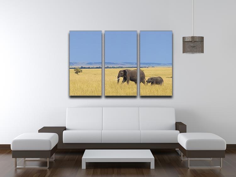 African elephant with calf 3 Split Panel Canvas Print - Canvas Art Rocks - 3