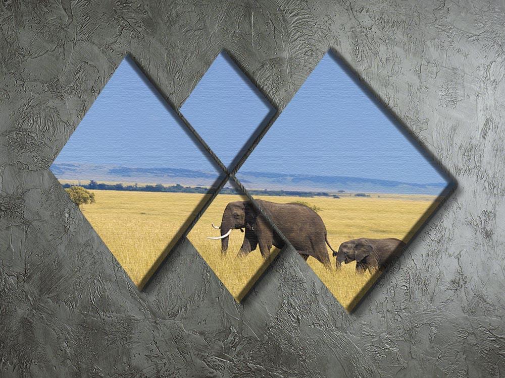 African elephant with calf 4 Square Multi Panel Canvas - Canvas Art Rocks - 2
