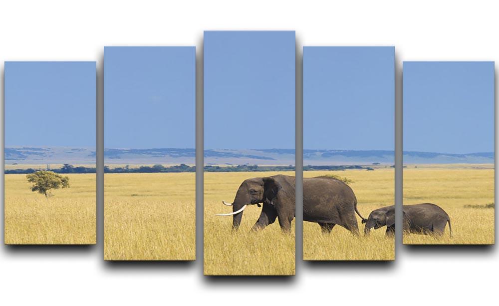 African elephant with calf 5 Split Panel Canvas - Canvas Art Rocks - 1