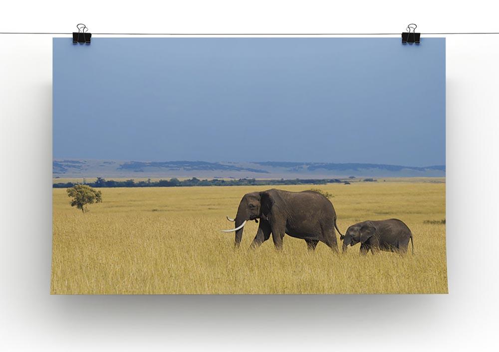 African elephant with calf Canvas Print or Poster - Canvas Art Rocks - 2