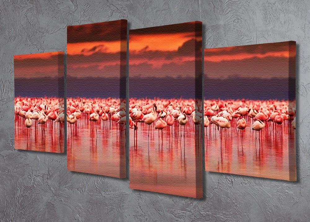 African flamingos in the lake 4 Split Panel Canvas - Canvas Art Rocks - 2