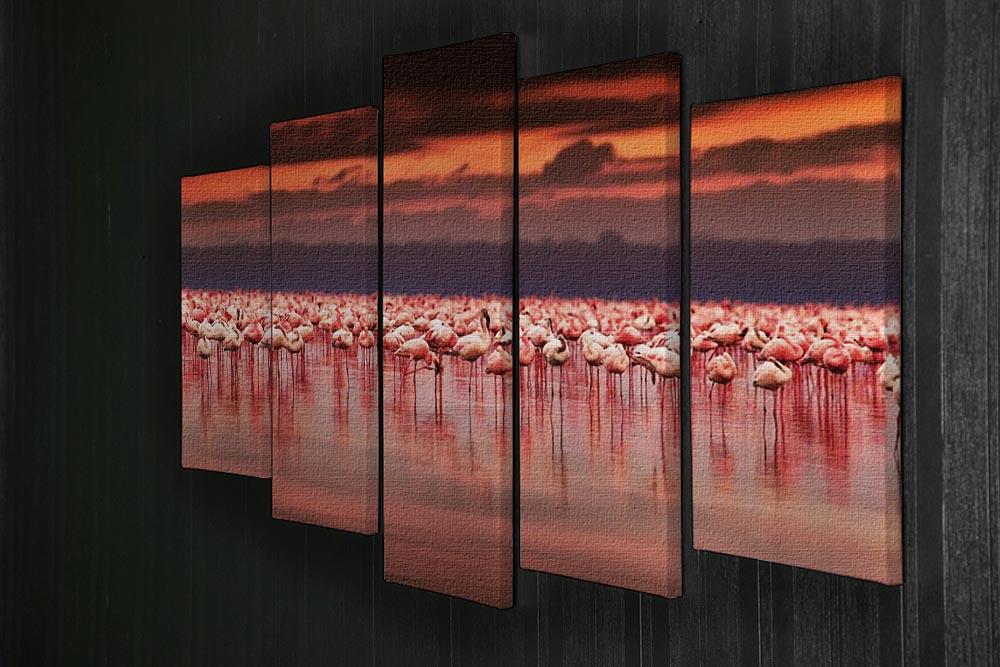 African flamingos in the lake 5 Split Panel Canvas - Canvas Art Rocks - 2