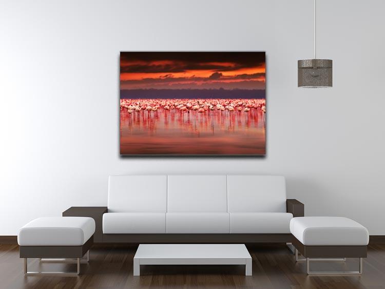 African flamingos in the lake Canvas Print or Poster - Canvas Art Rocks - 4