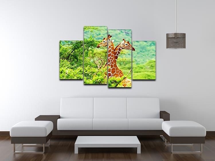 African giraffes family 4 Split Panel Canvas - Canvas Art Rocks - 3